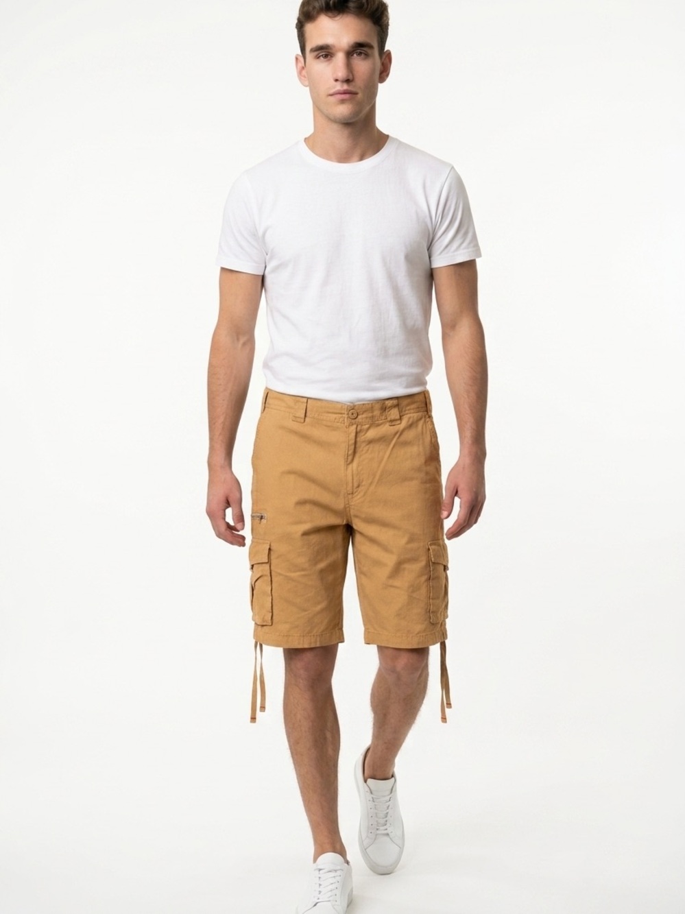 Eddie Bauer Organic Cotton Men's 38 Khaki Drawstring Hem Cargo Camping Shorts
